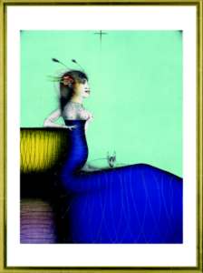 Paul Wunderlich / Nottbohm , 2006 © Scho¨ne Frau im blauen Kleid von Paul Wunderlich