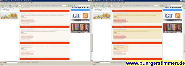 Pressefoto: http://www.buergerstimmen.de/ , 2008 © Die aktuellesten Meldungen von der Stadt Göttingen. Hier wird der mittlere Teil der Seite gezeigt. Der letzte Block entspricht dem vorletzten Block beim unteren Screeplot.