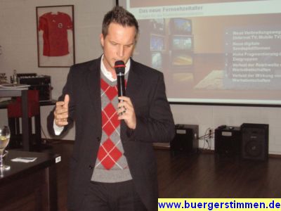 Pressefoto: http://www.buergerstimmen.de/ , 2008 © Einen interessanten und kurzweiligen Vortrag zu den Vorteilen von Sportsponsoring hielt Herr Steinmetz von Sport-Five