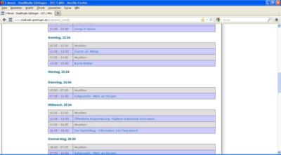 Foto vom Pressemelder: Screenshot von der Website des Stadtradios angesurft am 18.4.12 - Dr. Dieter Porth , 2012 © Screenshot 1 zum Programm des Stadtradio