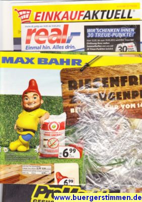 Foto vom Pressemelder: Scan der Zusammenstellung , 2012 © Werbeprospekte plus Plastikhülle plus