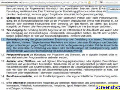 Foto vom Pressemelder: Sreenshot - Quelle siehe Text , © Staatsvertrag mit Definition der